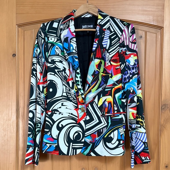 Just Cavalli Colorful Abstract Pattern Blazer